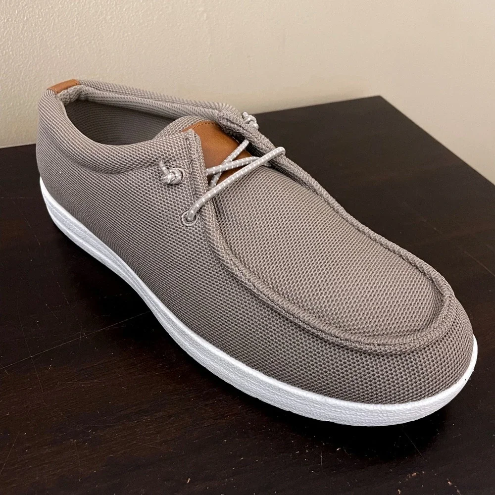 Old Navy Mens Knit Boat Shoes Taupe Brown Slip On Moc Toe Loafers Size‎ 9